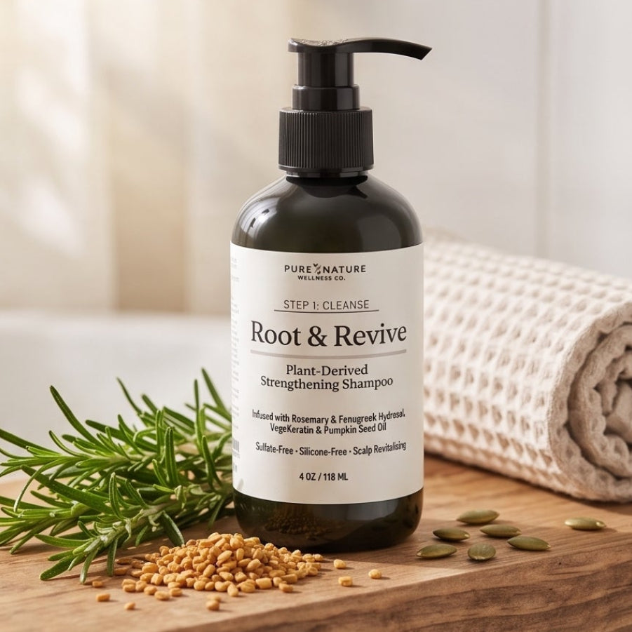 Pure Nature Wellness Co. Root & Revive Plant-Derived Strengthening Shampoo 4 oz bottle
